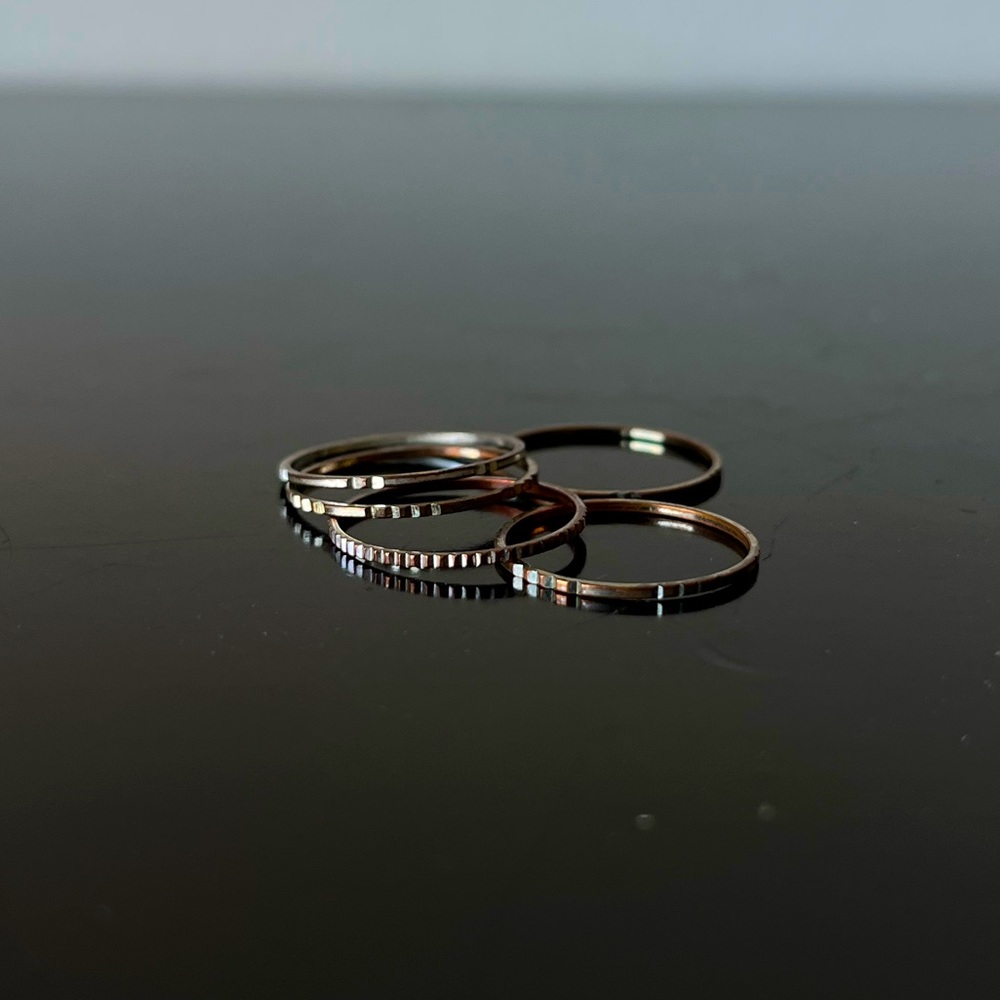 9-packed stacked rings, bronze, bohemian pattern, red, blue, black, white